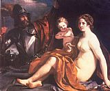 Guercino Famous Paintings - Venus, Mars and Cupid